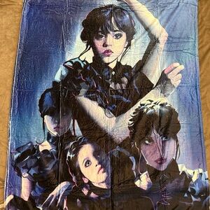 Wednesday Plush Blue and Purple Graphic Blanket use for wall or bed decor